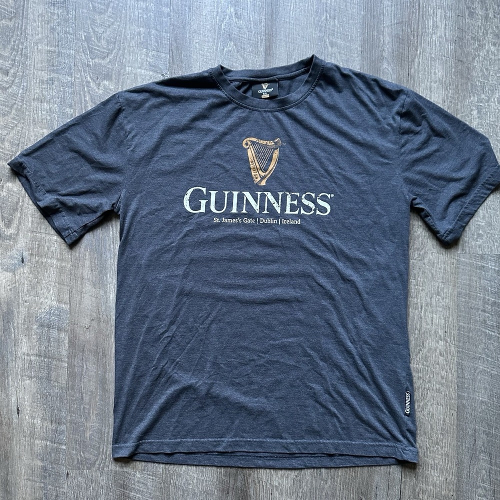 Guinness T-Shirt Mens Size XXL Blue Graphic Harp Logo Short Sleeve Beer Tee NEW